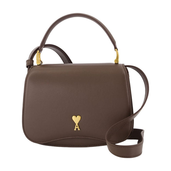AMI Paris Calfskin shoulder bag in brown