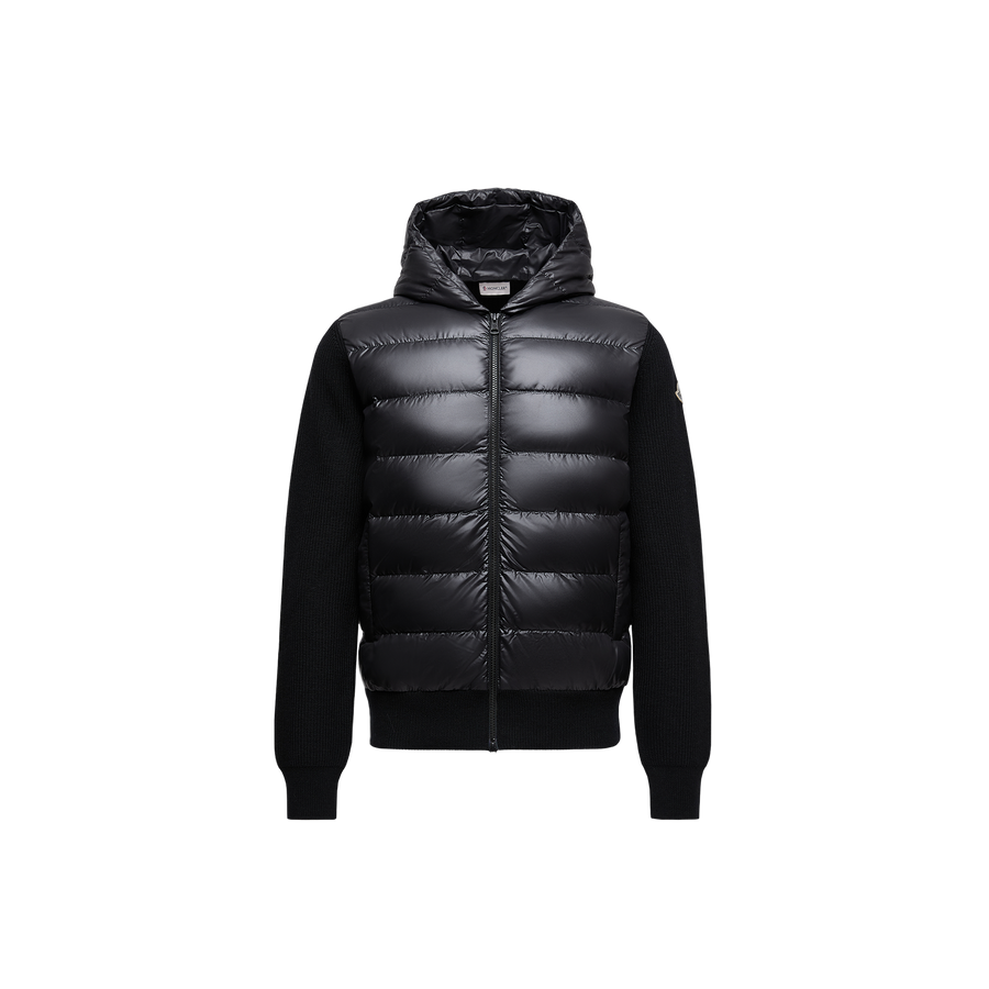 Moncler Nylon and wool blend down jacket in black