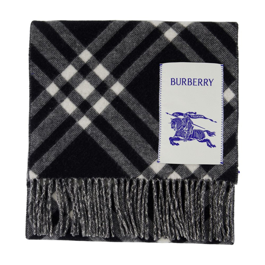 Bias Check Scarf - Burberry Chshmere Black Cashmere Accessories /