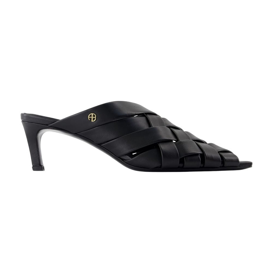 Anine Bing Calfskin mules in black