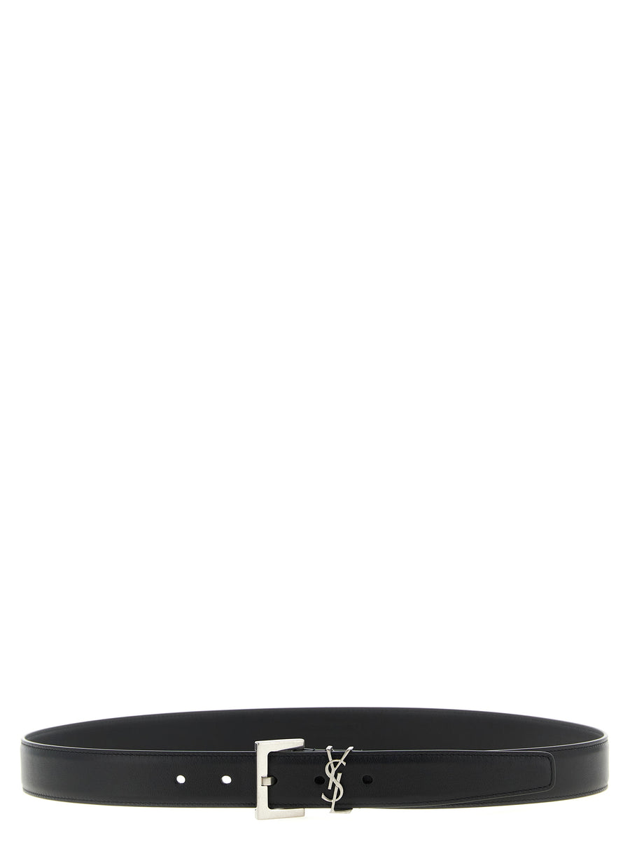 Saint Laurent 100% Calfskin Leather belt in black
