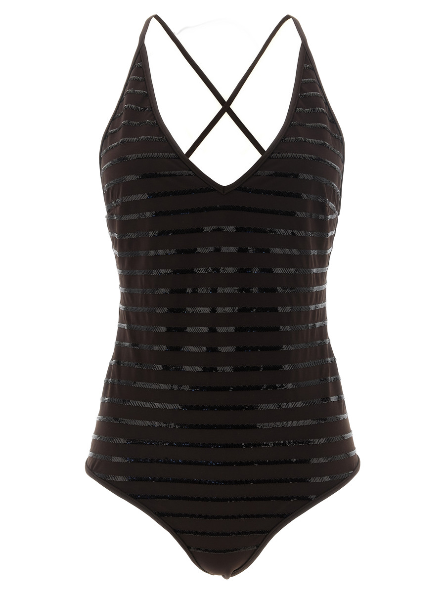 Brunello Cucinelli 75% polyamide one-piece swimsuit in brown