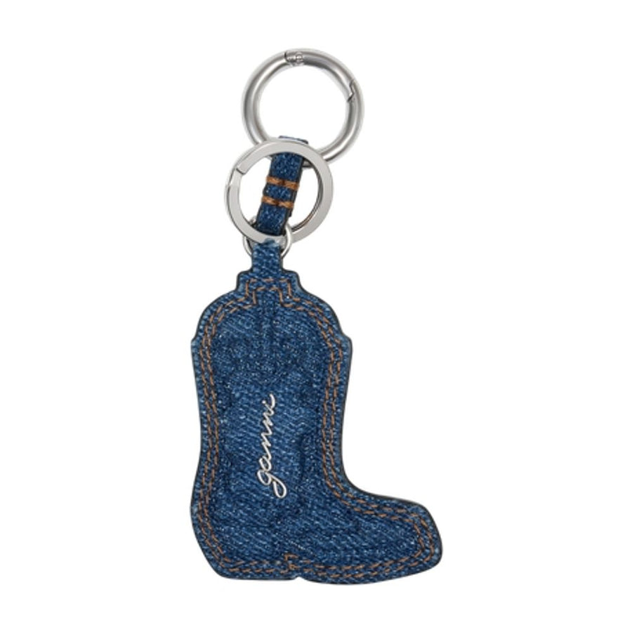 Ganni Cotton key case in blue