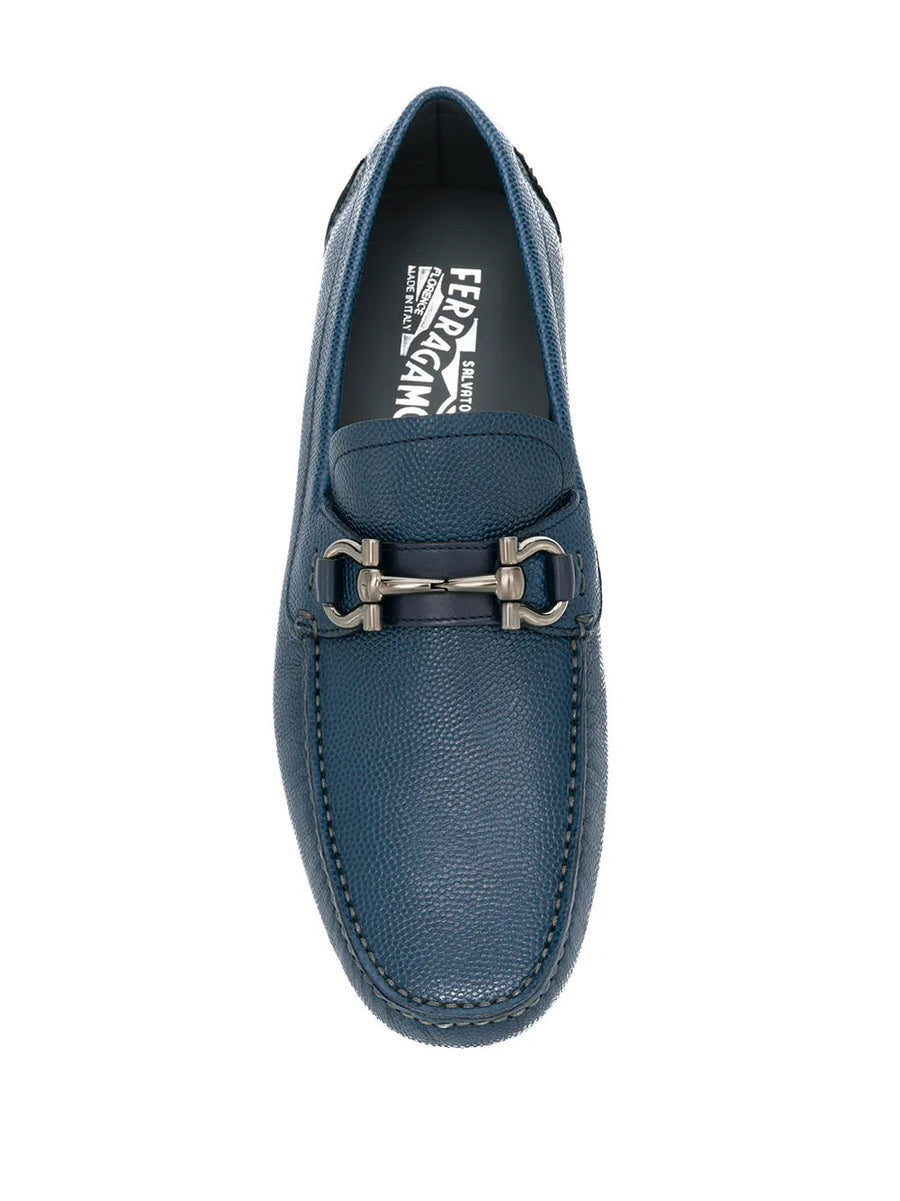 Ferragamo Leather driving loafer in blue