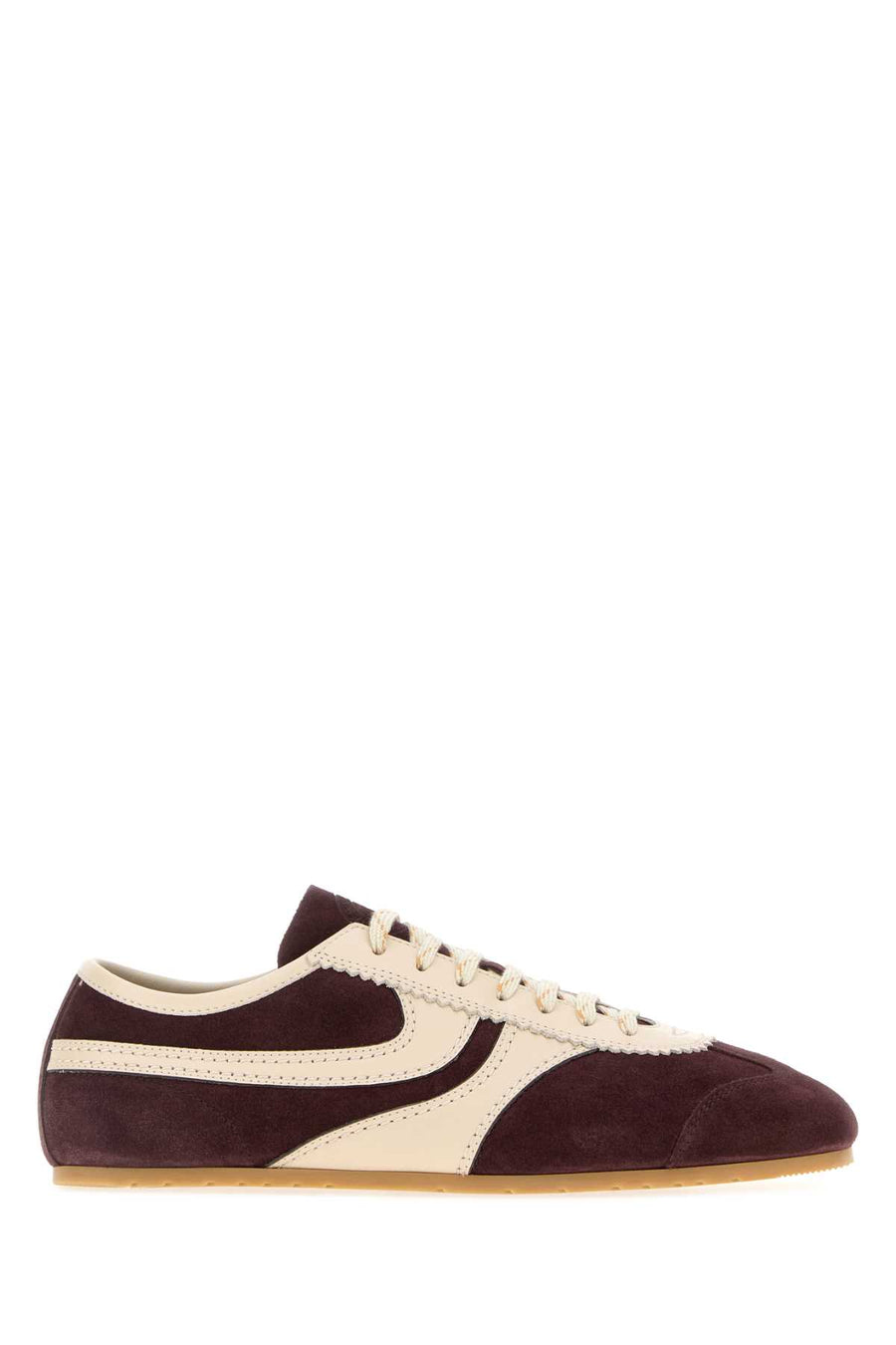 Two-Tone Suede And Leather Sneakers Darkpurple