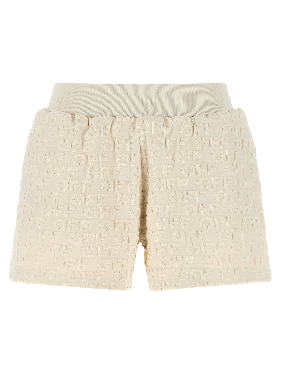 Off-White 100% Cotton bermuda shorts in beige