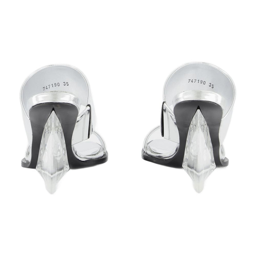 Alexander McQueen Leather mule in silver