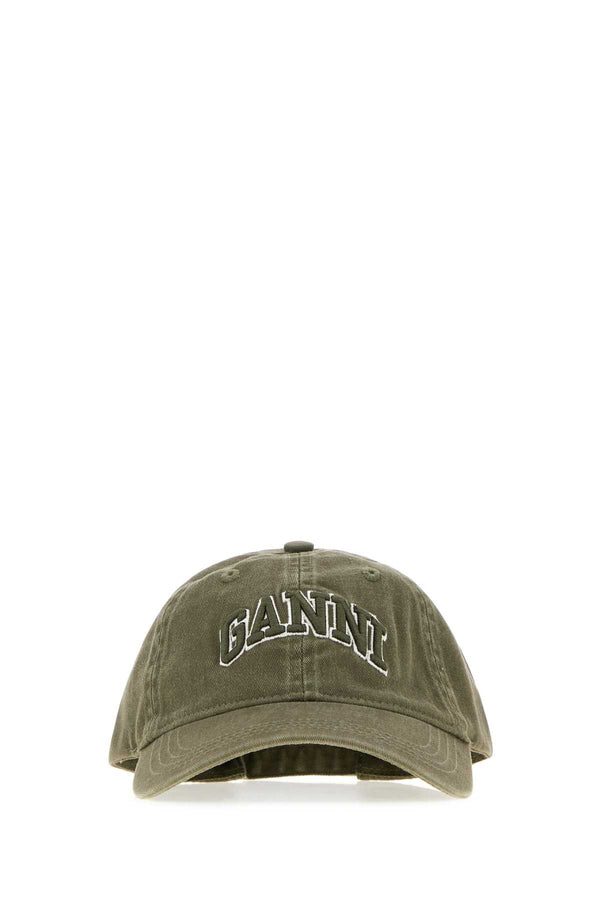 Ganni Cotton 100% Organic cotton baseball cap in green