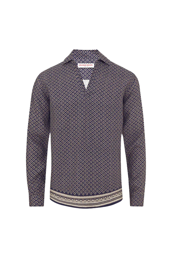 Orlebar Brown 80% viscose shirt in navy