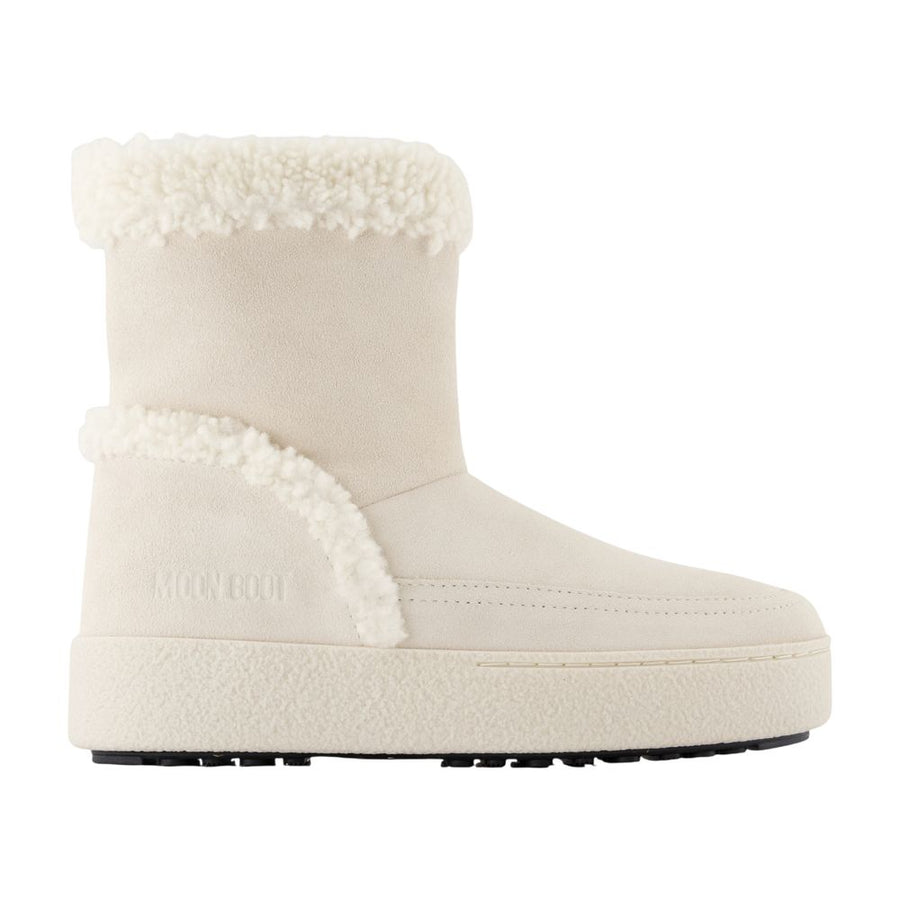 Moon Boot Calfskin slipper boot in white