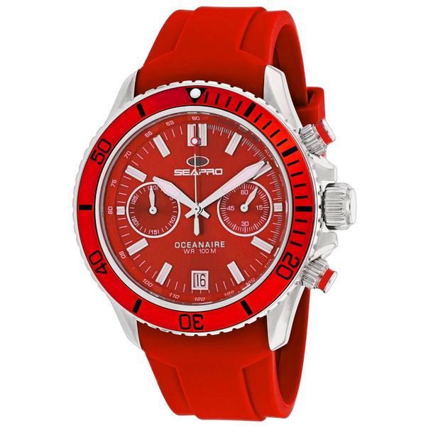 Seapro Stainless steel case watch in red