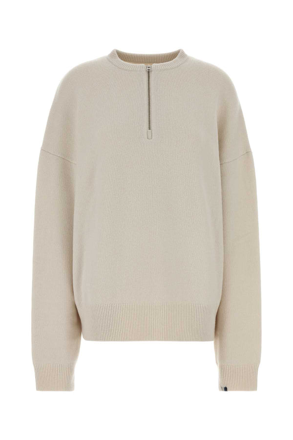 Ivory Stretch Cashmere Blend Nâ°496 Oversize Sweater Bone Maglieria