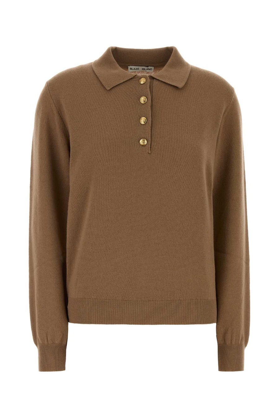 Camel Wool Blend Highland Polo Shirt Exterior: Cashmere