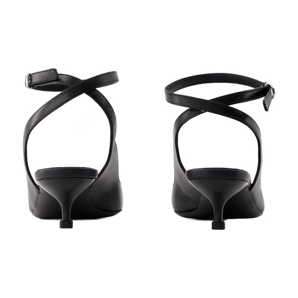 Alexander McQueen leather heel sandal in black
