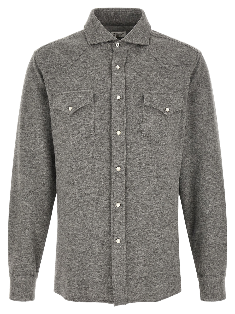 Brunello Cucinelli Cashmere and cotton mélange shirt in gray