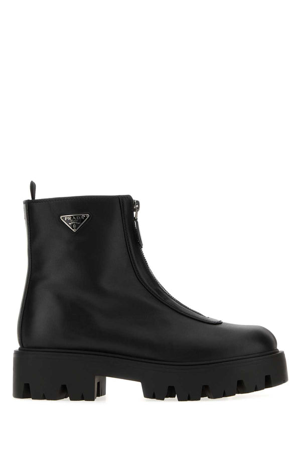 Black Leather Ankle Boots Nero Stivali