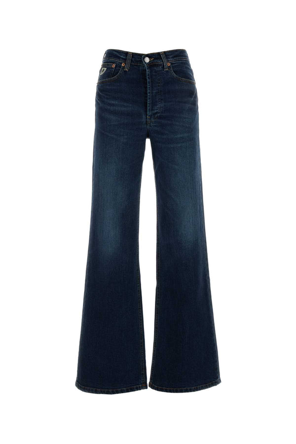 Stretch Denim Lindsay Wide-Leg Jeans Nightrider