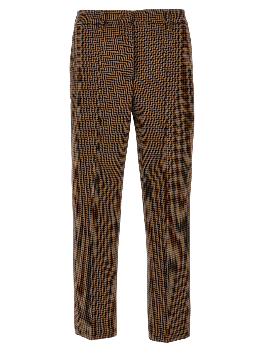 Brown Virgin Wool Casual Pants
