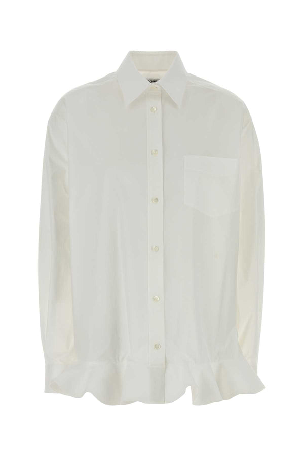 White Stretch Poplin Shirt Fantasia Bianco Exterior: Cotton Elastane Camicie