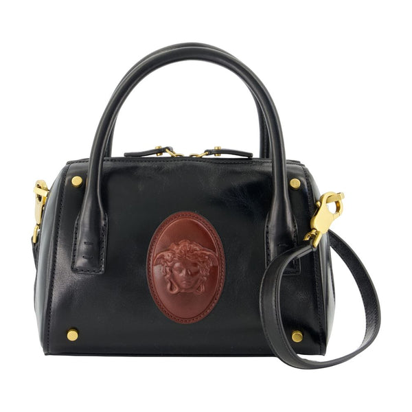 Versace Calfskin top handle bag in black