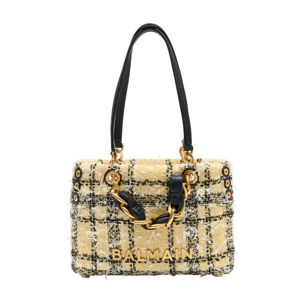 Balmain wool shoulder bag in yellow