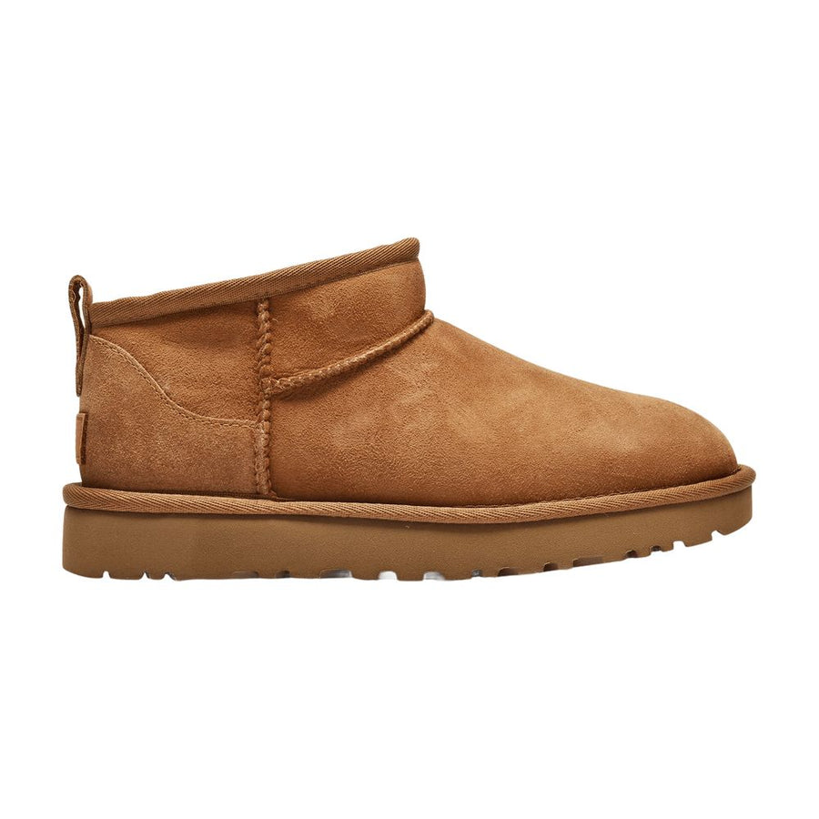 Classic Ultra Mini Ankle Boots Brown Leather Lambskin Shoes /