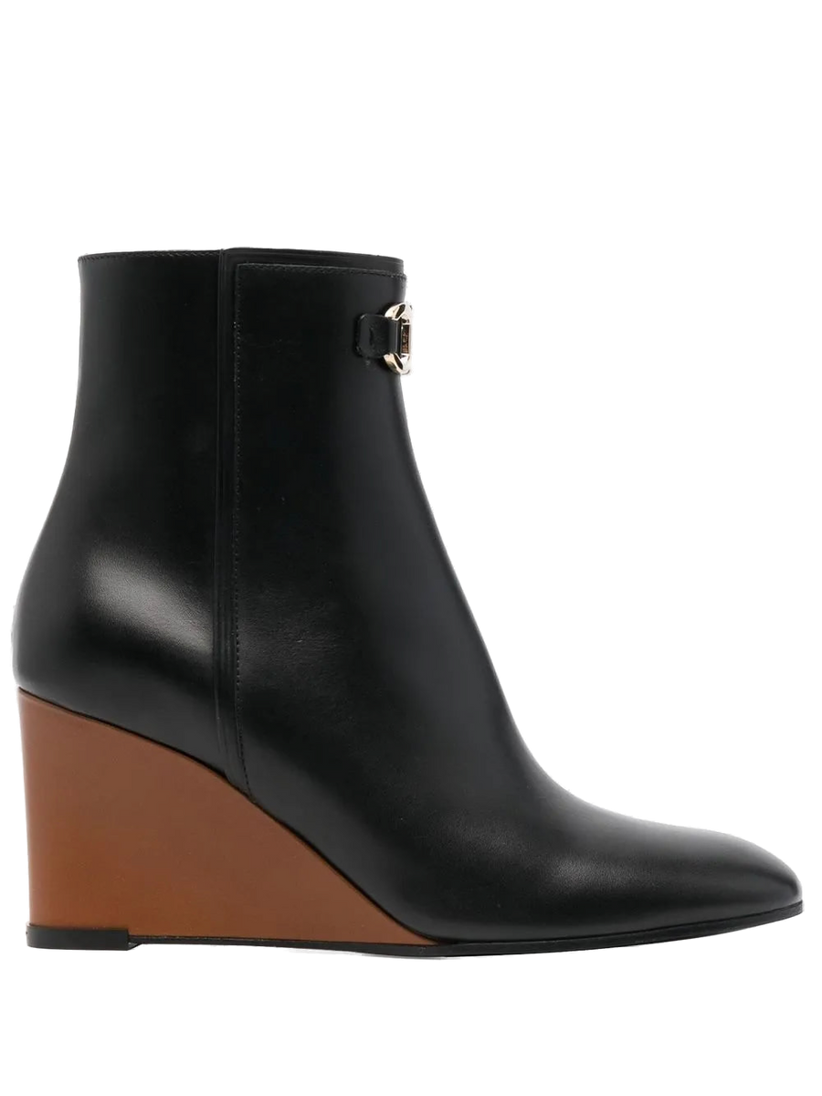Ferragamo Leather wedge boots in black
