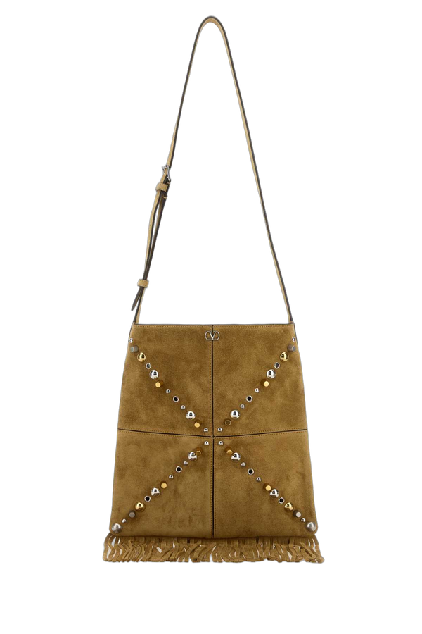 Valentino Garavani Suede shoulder bag in beige