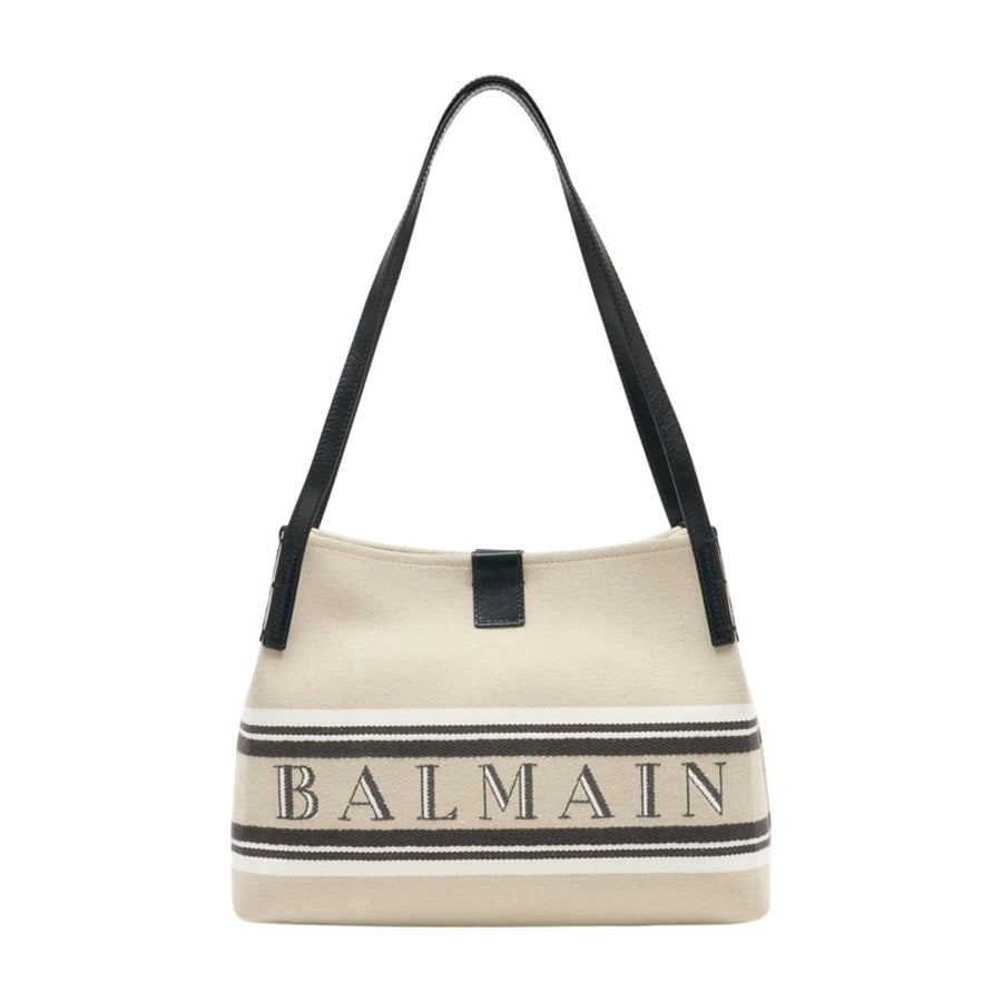 Balmain canvas shoulder bag in beige