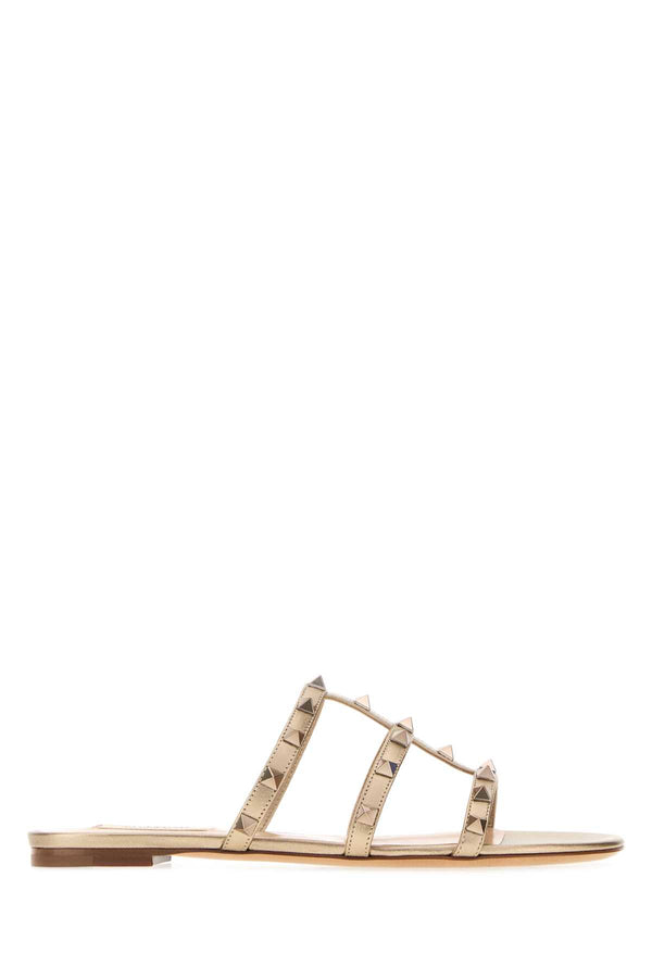 Valentino Garavani Rockstu Exterior: 100% Leather slide in gold