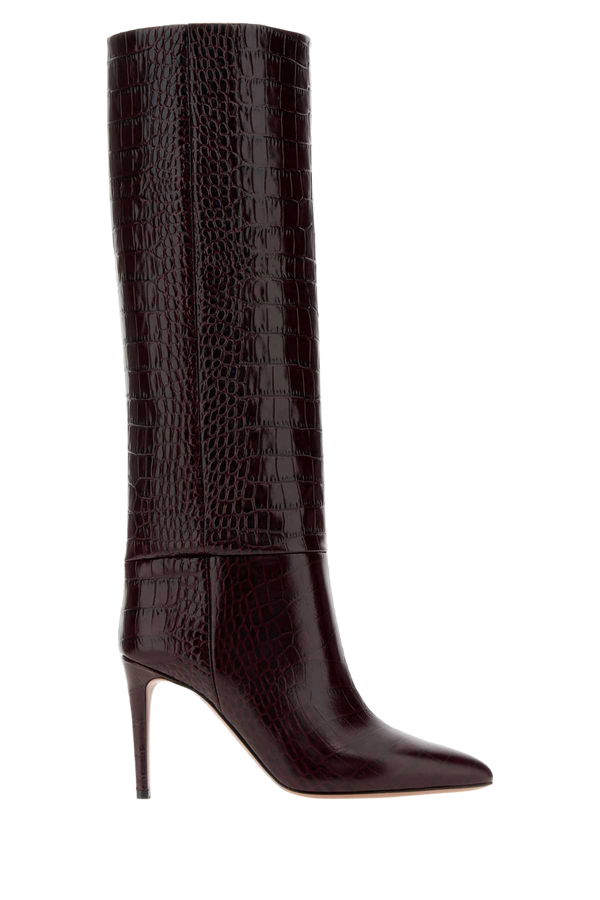 Burgundy Leather Boots Rouge Noir Stivali