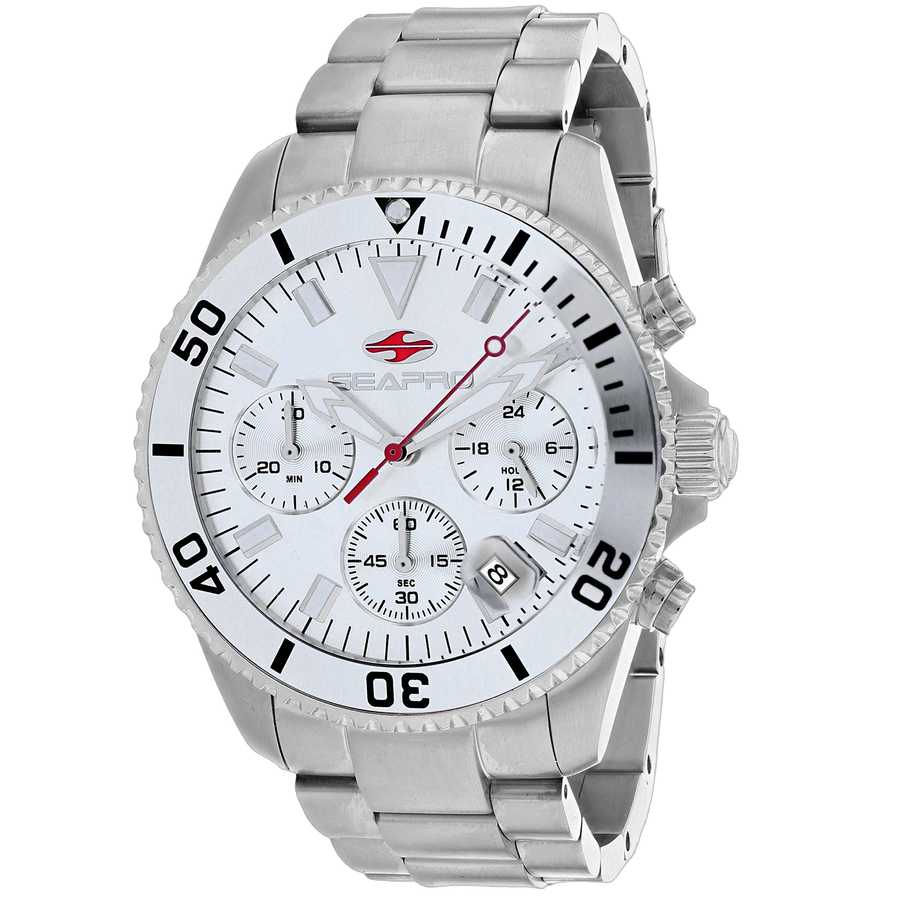 Seapro Stainless steel case and bracelet watch in silver