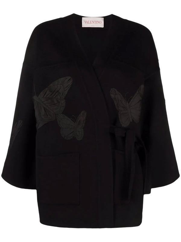 Valentino Virgin wool-cashmere blend wrap jacket in black