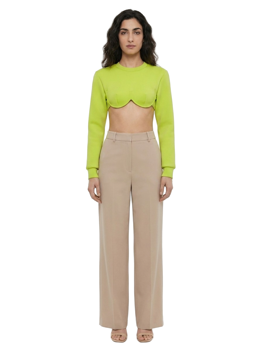 Green Elastane Long Sleeve T-Shirt