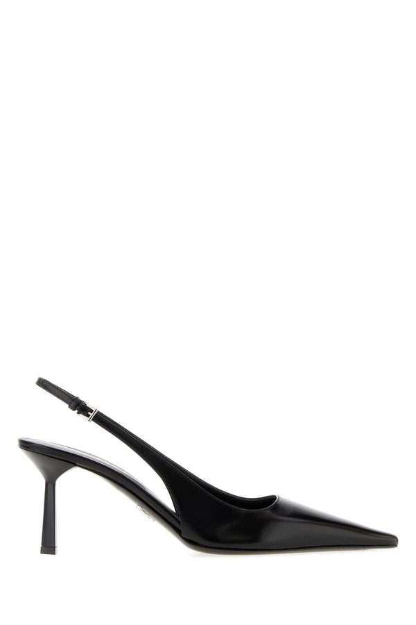Black Leather Pumps Nero Scarpe Con Tacco