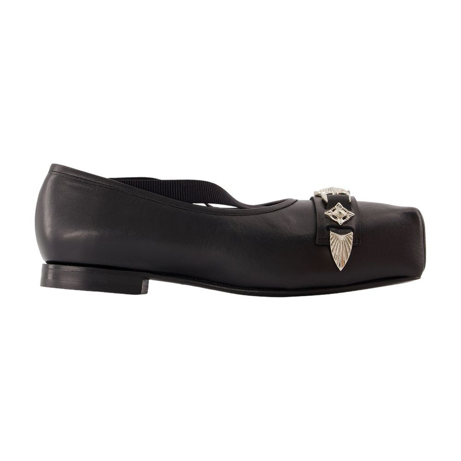 Aj1343 Ballerinas - Toga Pulla Leather Black Cowhide Shoes / Flat-shoes