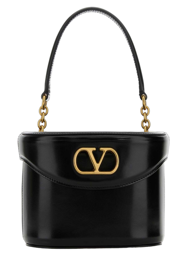 Valentino Garavani Exterior: 100% Leather; Lining: 100% Leather; Finishing: Antiqued golden metal shoulder bag in black