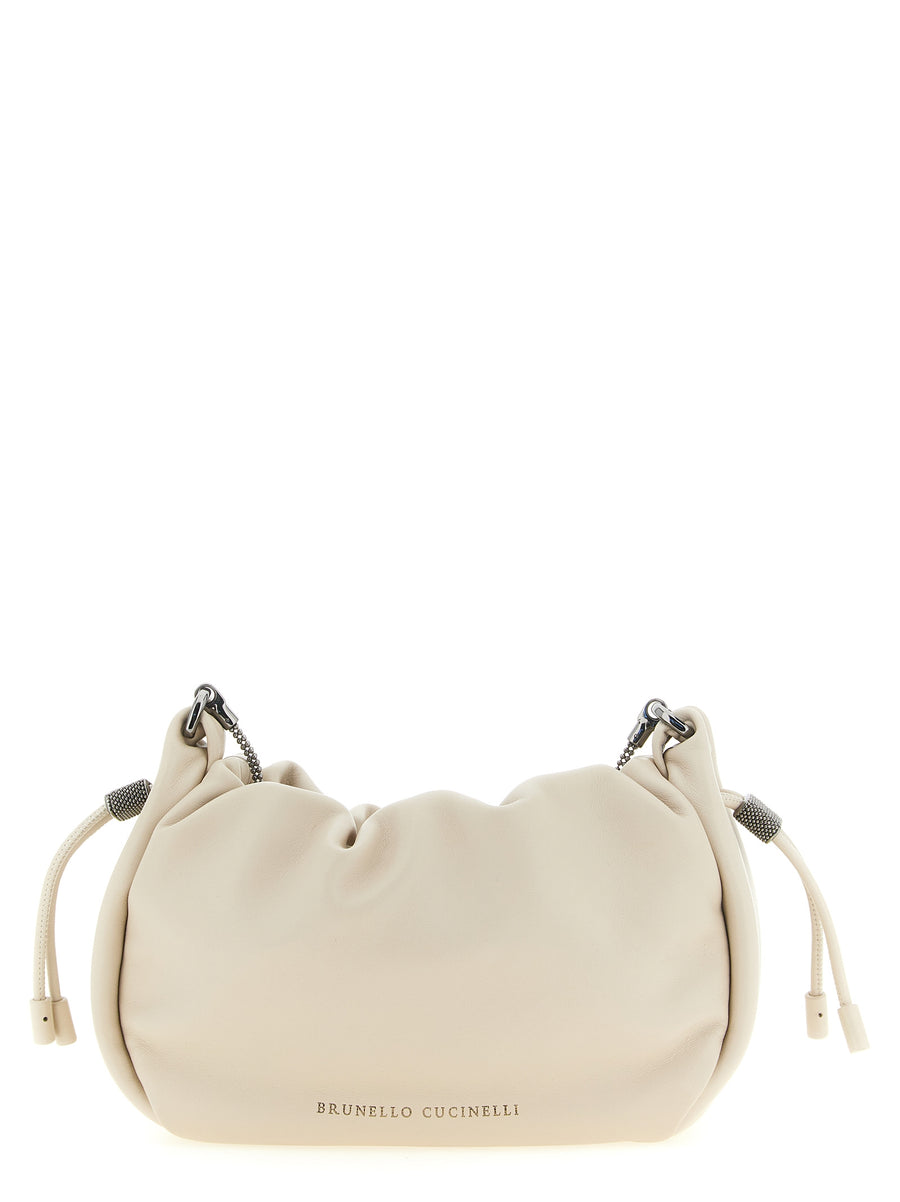 Brunello Cucinelli 100% Lamb Leather crossbody bag in white