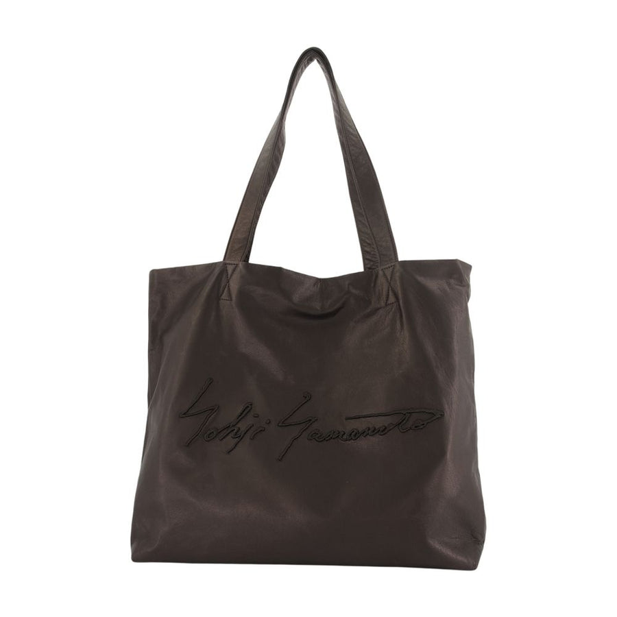 L Shopper Bag - Yohji Yamamoto Leather Black Cowhide / Totes-shopping-bags