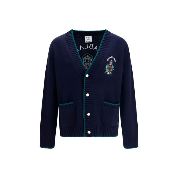 Casablanca 90% Merino Wool cardigan in navy