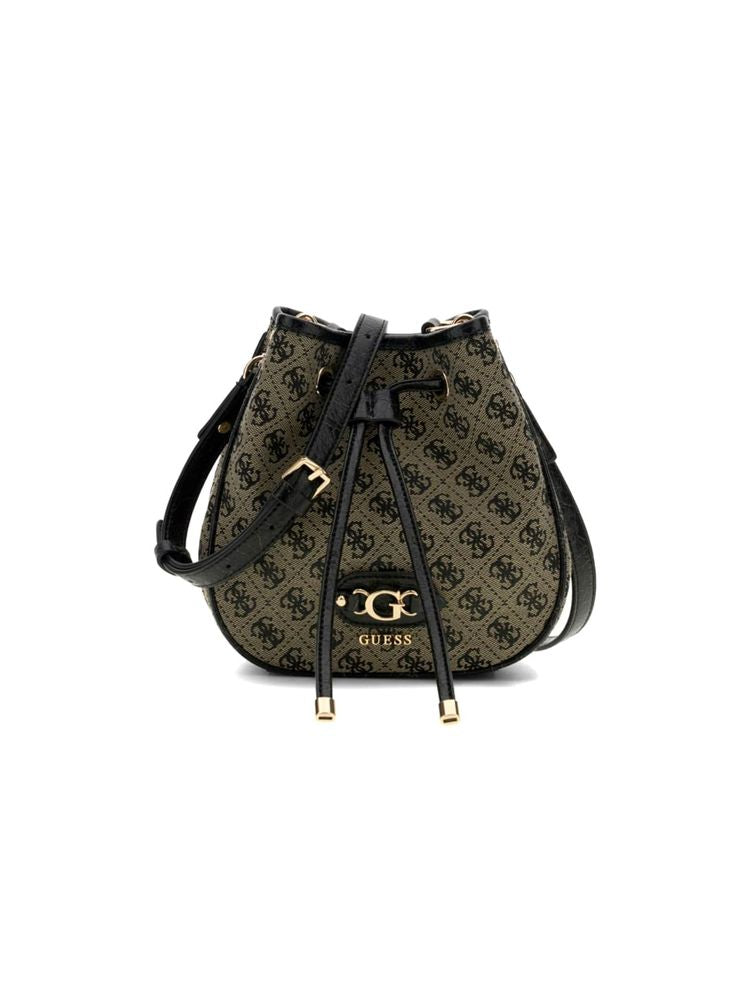 Guess Bucket Bag Black Logo Polyester / Bucket-bags