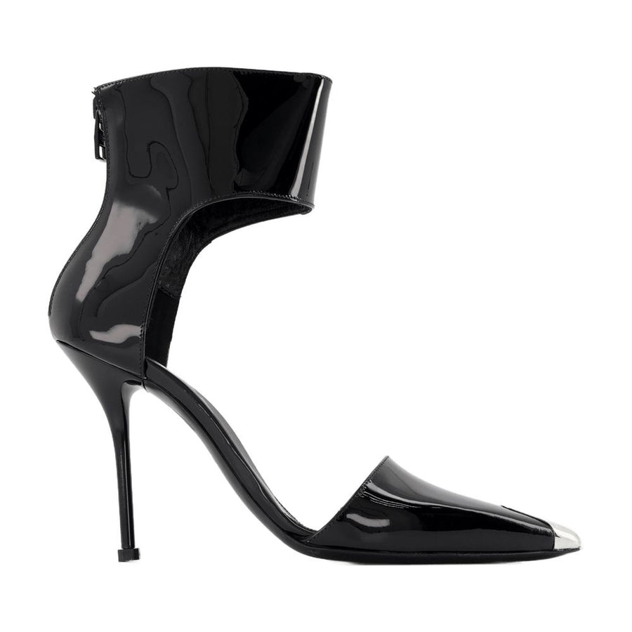Alexander McQueen leather heel sandal in black