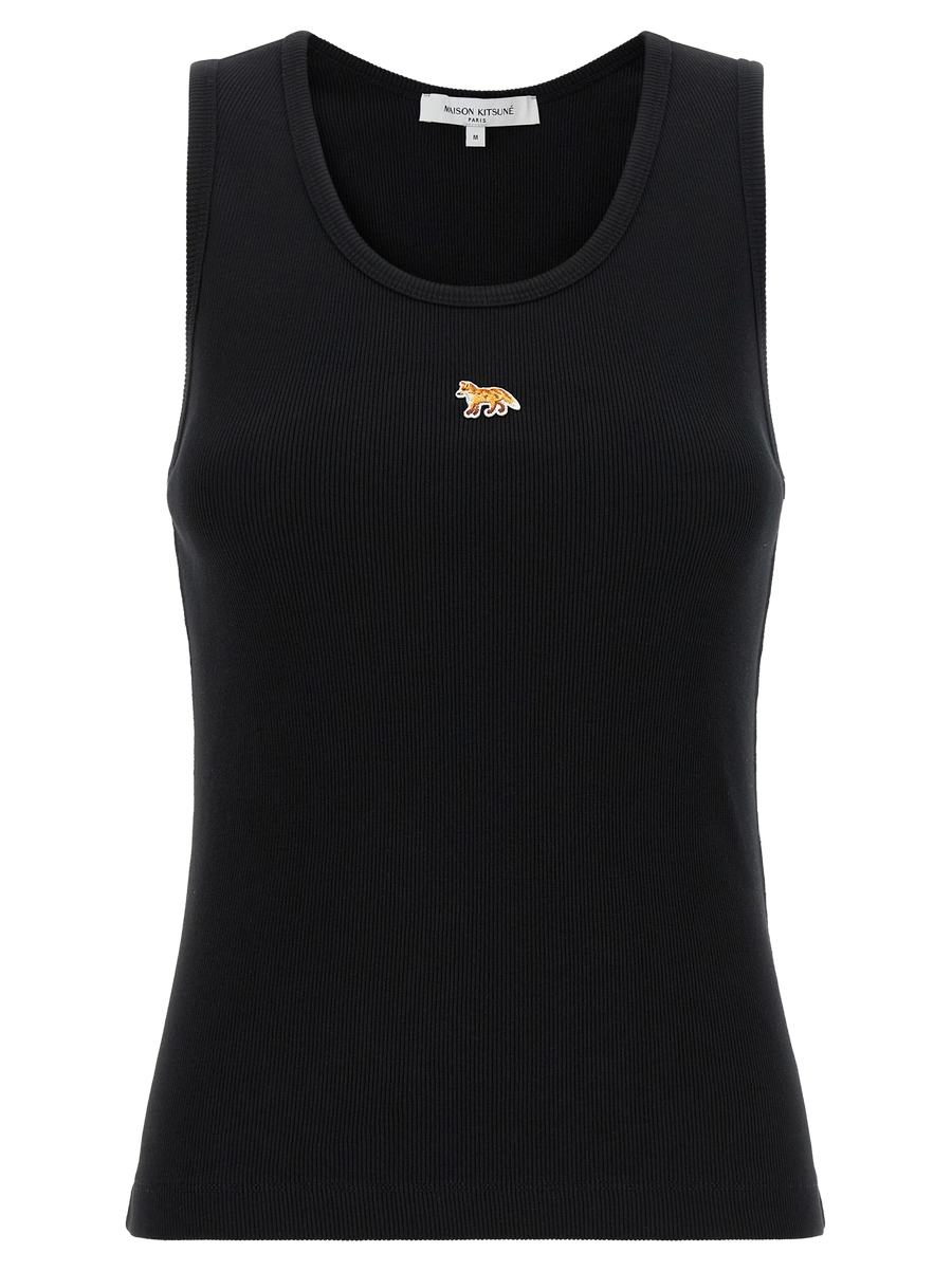Black Cotton Sleeveles T-Shirt