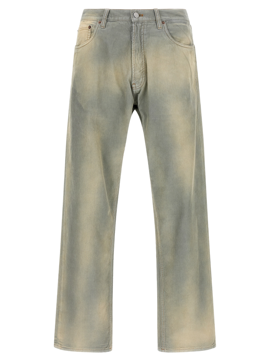 Blue Cotton Casual Pants