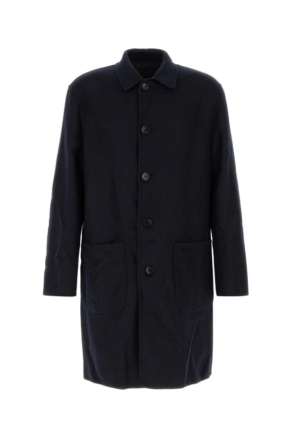 Navy Blue Wool Blend Reversibile Coat B0339 Cappotti