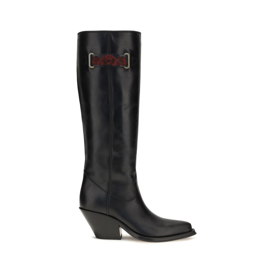 Black Calf Leather Bos Taurus Over The Knee Shoe