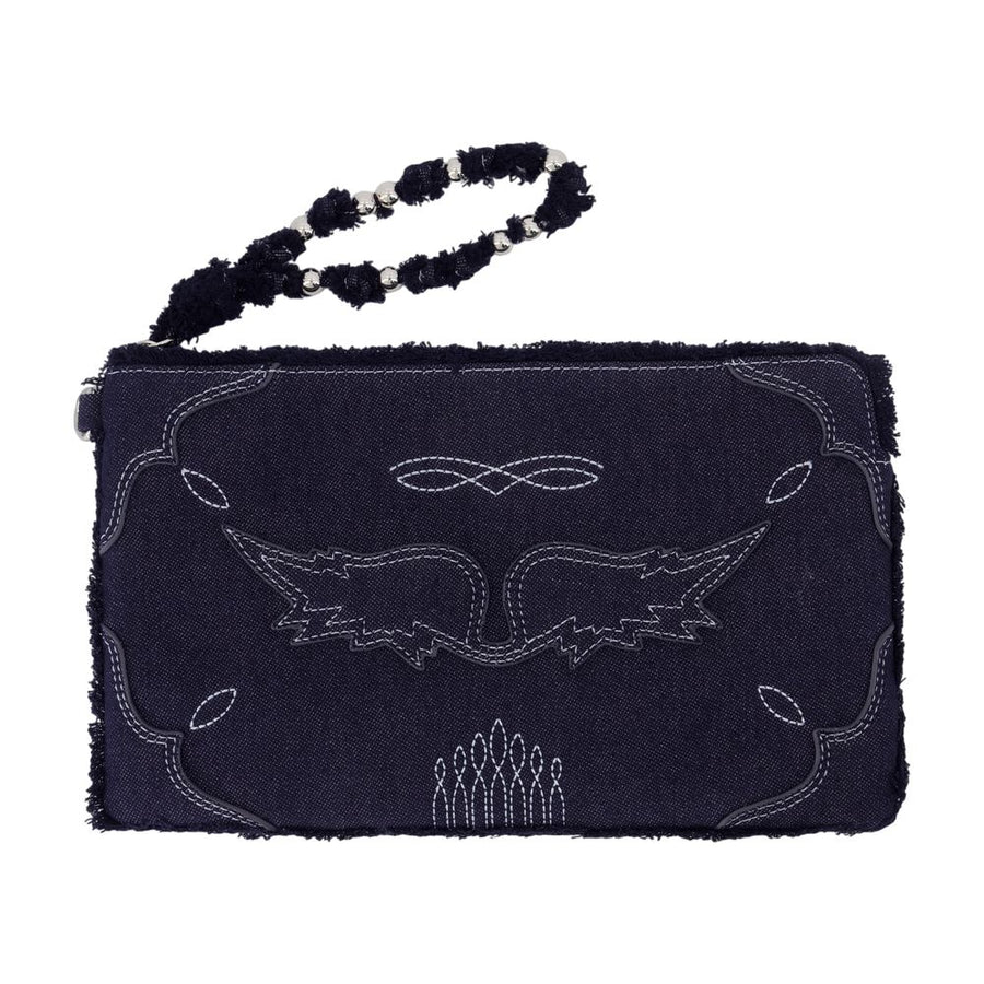 Zadig & Voltaire Cotton clutch in navy
