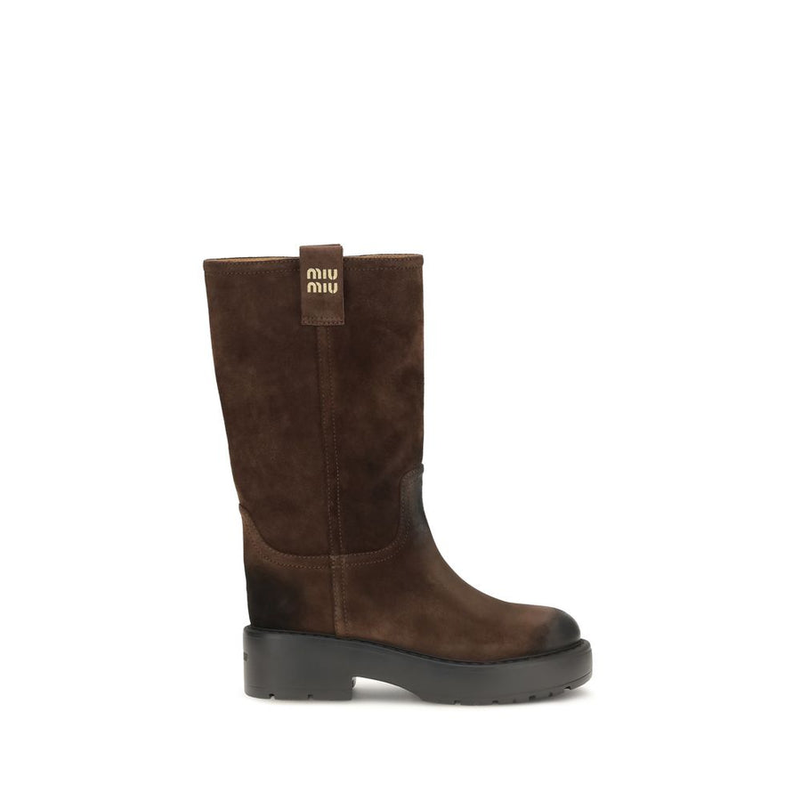 Miu Miu Upper 100% Calf Leather Bos Taurus boot in brown