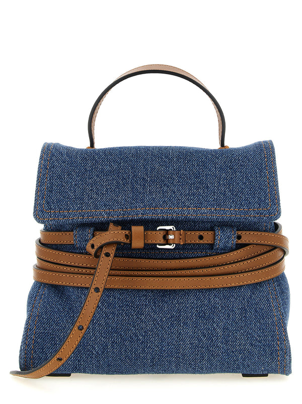 Moschino 80% cotton top handle bag in blue