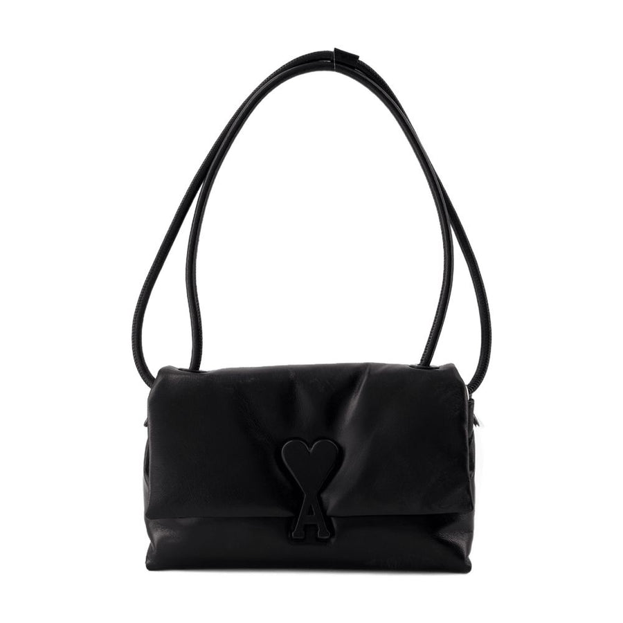 AMI Paris Calfskin shoulder bag in black